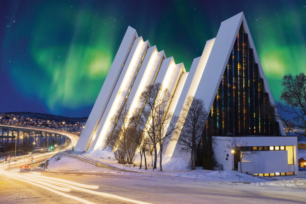Arctic cathedral in Tromso, Northern, Norway Tromso In Winter Ti