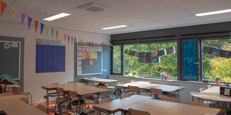 LED verlichting van Saled in een klaslokaal van CNS De Triangel